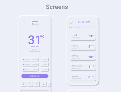 SCREENS neumorphism ux ui weather app