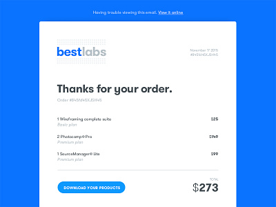 Daily UI 017 - Email Receipt blue daily ui dailyui email grey order receipt
