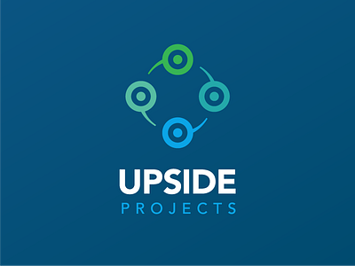 Upside Projects rebranding + website blue branding green identity logo website
