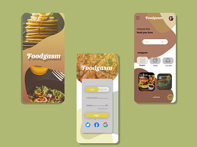 Foodgasm app design illustration logo ux
