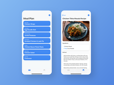 Crouton - Meal Planner app apple blue cook crouton design dinner food ingredients ios ios app iphone list meal plan simple ux