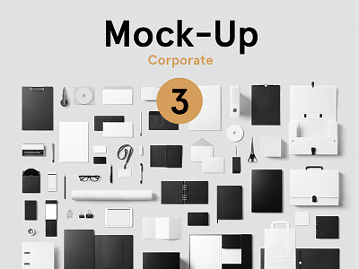 Corporate Mock Up / 60 Items / Stationery Branding brand corporate elegant elements logo minimalist mockup modern portfolio realistic template