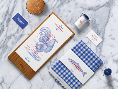 Burger Bar Mock-Up branding business card fish food hipster identity logo menu mockups psd restaurant template
