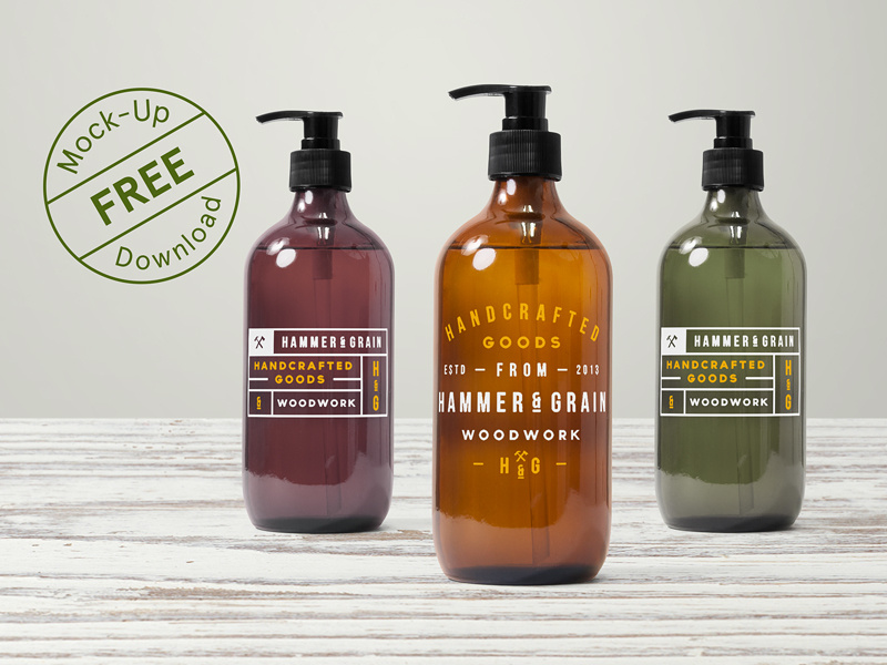 Free Dispenser Bottle Mockup packaging freebie free minimalist vintage craft hipster psd mockups template logo