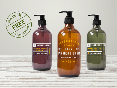 Free Dispenser Bottle Mockup craft free freebie hipster logo minimalist mockups packaging psd template vintage