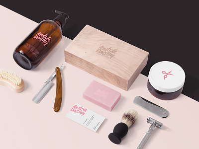 Barber Stationery Mock Up beard bottle brand craft hipster logo minimalist mockup psd shop template vintage