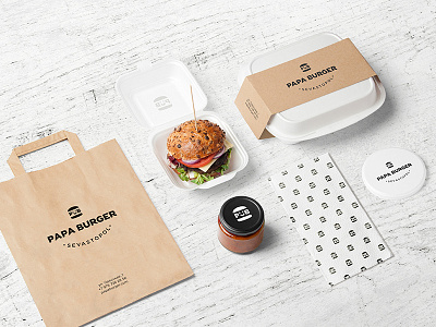 Burger Bar PSD Mockup bar branding burger business card food hipster identity logo menu packaging template