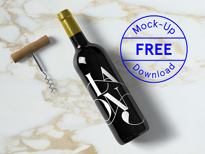 Free Wine Bottle Mockup branding download freebie icon identity label logo psd restaurant stationery template typography