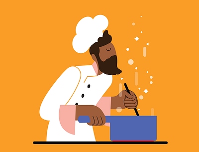 Flat illustration Chef app design flat graphic design illustration illustrator minimal ui vector web