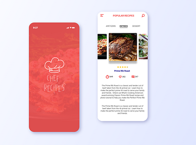 Mobile App - "Chef's Recipes" app design graphic design icon illustrator logo ui ux web website