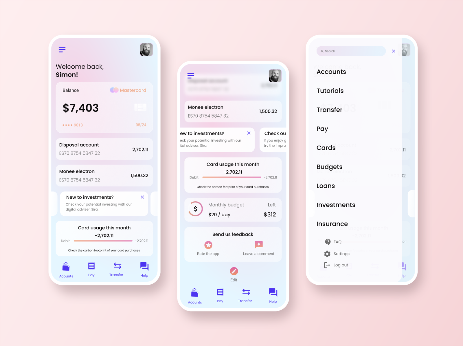 Mobile Banking App Dashboard by Marta Zubieta on Dribbble