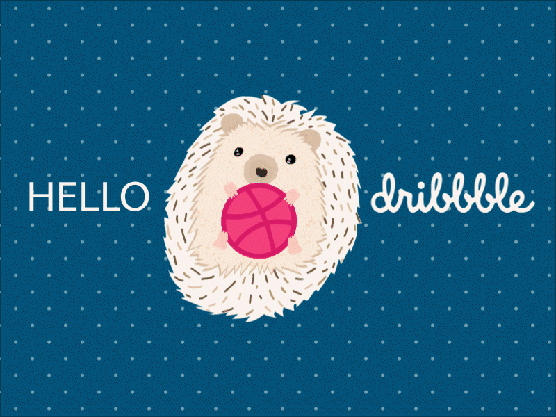 Hello Dribbble 2d after effects animation character character design design first shot gif hedgehog hello hello dribbble illustration motion graphics vector