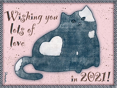 Happy New Year! cat character characterdesign graphicdesign happy new year illustration illustration design postcard design