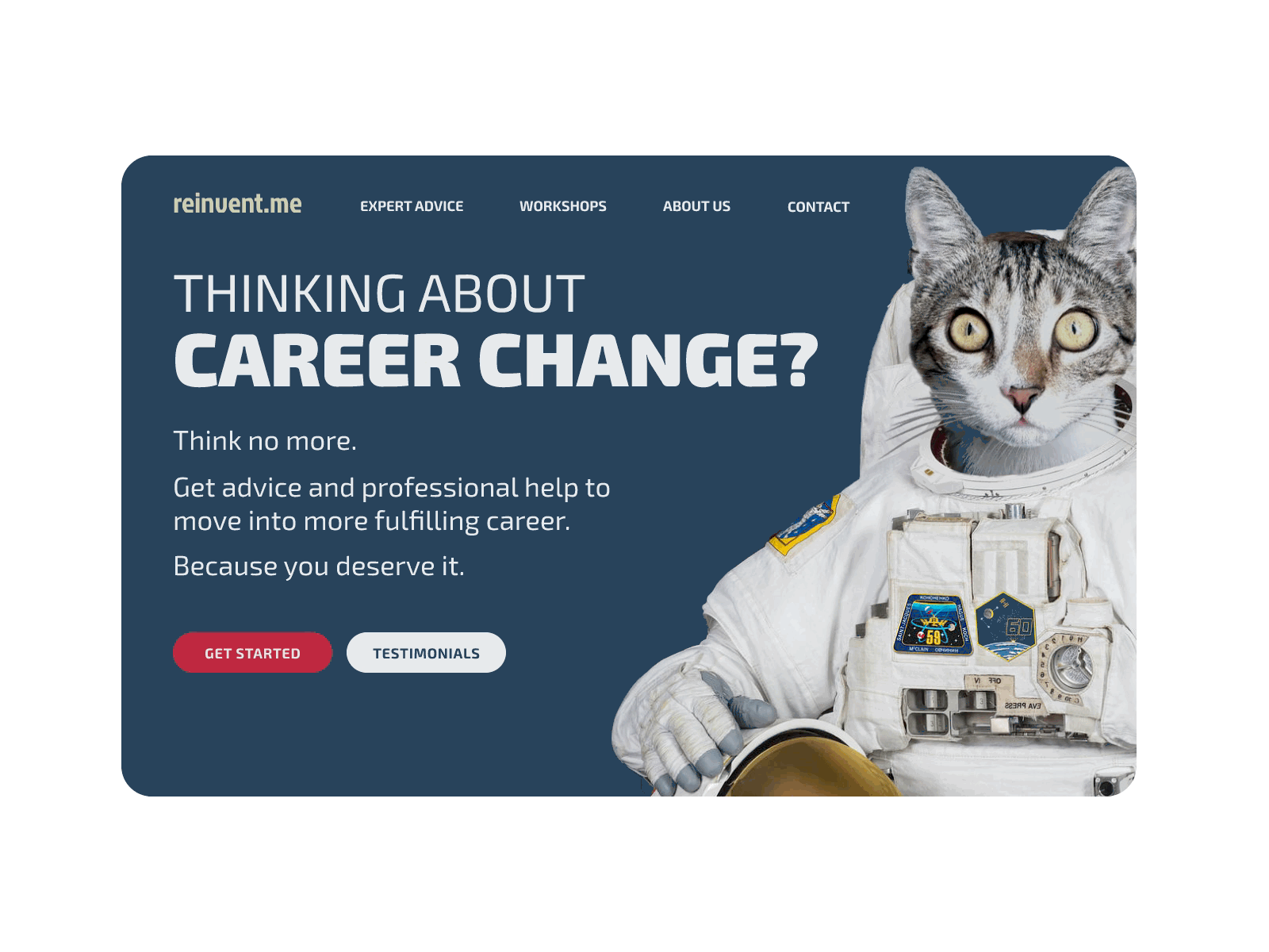 Career change website - landing page