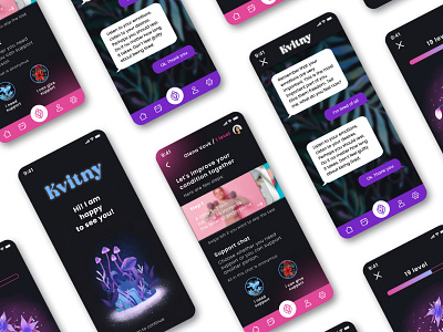 Kvitny app fore mental health app application branding design graphic design ui ux