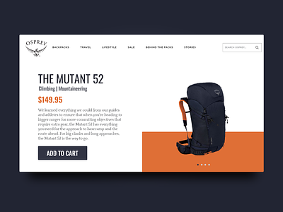 Backpack Product Page Web Design adobe xd adobe xd design backpack backpacking climbing outdoors product product page ui ux web web design web designer