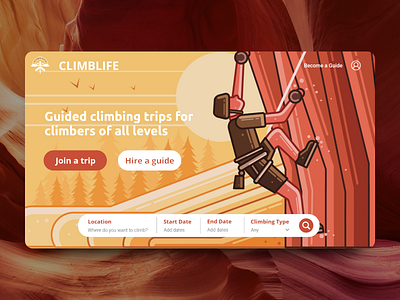 Climbing Guide Marketplace Hero Image Concept