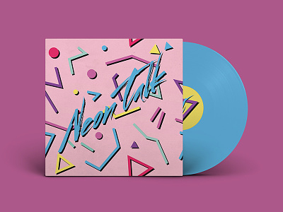 Neon Talk, Album cover with 80s pattern and colored vinyl 80s cover download pale pattern seamless synthwave