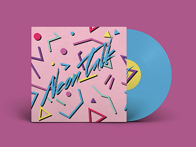 Neon Talk, Album cover with 80s pattern and colored vinyl 80s cover download pale pattern seamless synthwave
