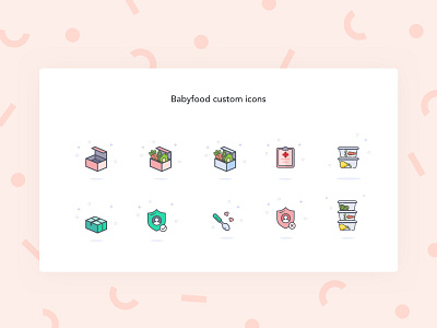 Babyfood Custom Icons for iOS App baby colorful design fresh icons illustration ios iphone kids minimal mobile pastel playful uidesign uxdesign