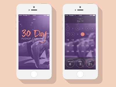 30Day Pushup Challenge App app clean fitness ios minimalistic pastel ui design ux design