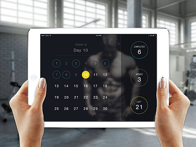 30day Pushup Challenge App - dark theme app gym ios ios8 iphone iphone6 mobile training uidesign uxdesign