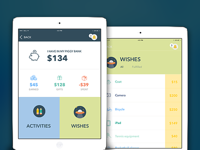 PocketPiggy - App for managing kid's finance, Ipad version app children game ios ipad iphone kids mobile money ux uxdesign