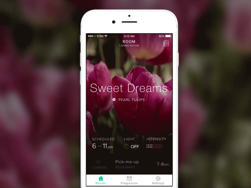 Pura Scents App – Fragrance Dispensor animation app clean ios iot kickstarter mobile strv strvcom