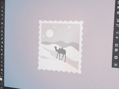 Post Stamp camel desert illustration post stamp