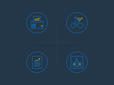 Icon Set bicycle fax graph icon line art mail post post man stamp