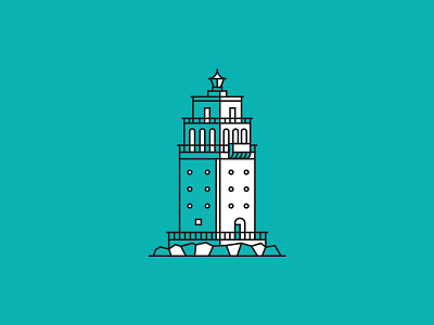 Lighthouse icon illustration light lighthouse rock sea