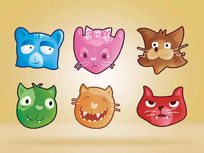 Rejected Cavatar Set angry avatar cat character content emotions expressions happy icon illustration laughing neutral sad set tykoe tyler koeller vector