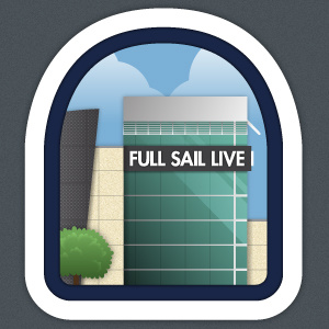 Full Sail Live architectural full sail icon illustration school stamp