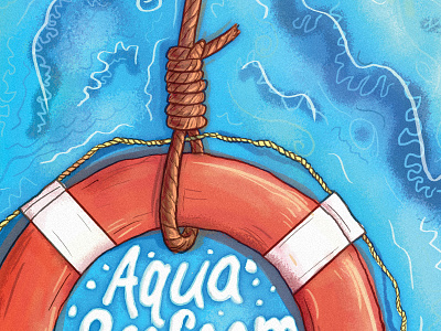 Aqua Seafoam Shame all apologies illustration life saver lifesaver lyrics nirvana noose ocean poster water