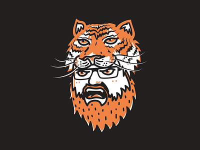 Bengal Boy 2 beard bengal headdress illustration scream screenprint tiger yell