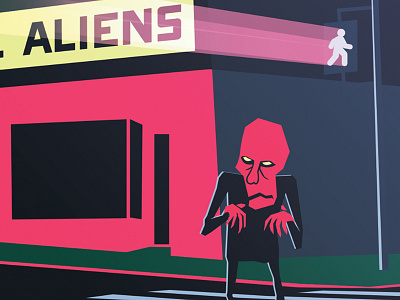 Getting Weird creepy et gross illo illustration tykoe neon walk