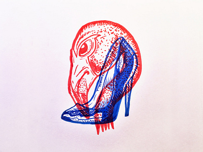 Flamingo & Heel 3d bird illo illustration marker multiply overlay