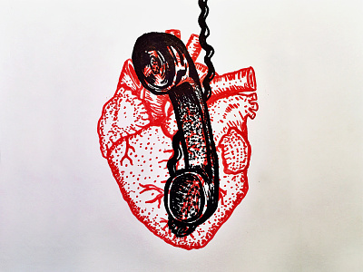 Answer anatomical heart illo illustration marker off hook overlay phone telephone