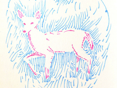 White Fawn deer doe gazelle lovely marker pomegranates