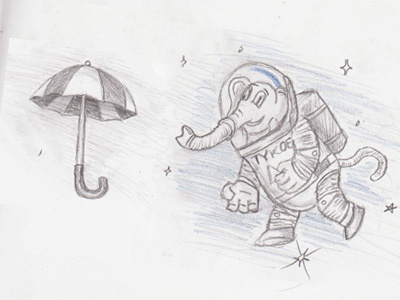 Space Umbrellaphant drawing elephant illustration nasa sketch space suit tykoe umbrella