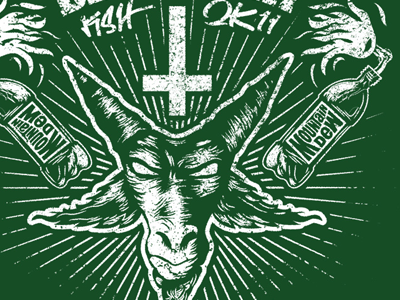 Dewmsday dew flames goat molotov mountain dew rays satan screenprint shirt
