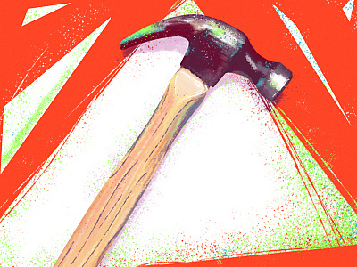 Hammer bang broken claw crispy glass illustration whack