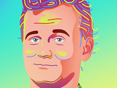 You're on a gravy train with biscuit wheels bill murray illustration neon portrait strokes vector