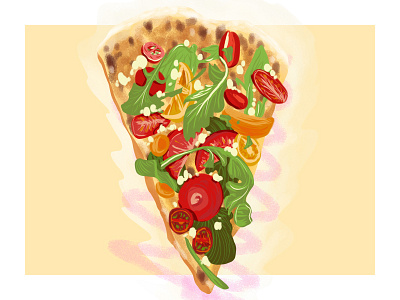 Salad Pizza eat food foodie fun illustration pizza