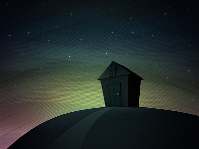 lodging c4d cabin house low poly lowpoly night shack sky stars