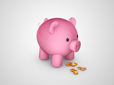 Piggy Bank $ 3d c4d coin gold illustration lingual money pig piggy bank tykoe tyler koeller