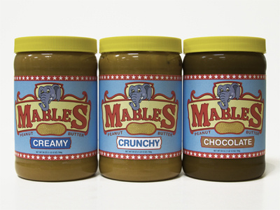 Mable's Peanut Butter circus elephant label logo ornate packaging peanut butter print typography