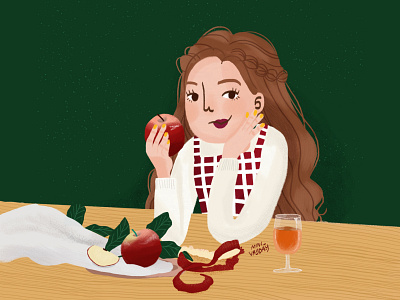 🍎 apple design digital art digital illustration girl character illustration
