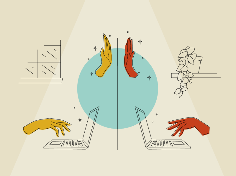 6 Tips for the Remote Agile Team high five illustration wfh remote agile