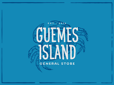 Guemes Island General Store Logo blue branding crab general store island logo